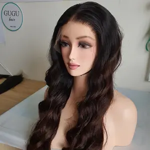 Human Hair Wigs Double Drawn 100% Raw Vietnamese Hair Vendor, Loose Wave Dark Brown Color Virgin Human Hair Extensions
