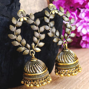 Jhumkas ใบสีเงินที่สวยงามสำหรับผู้หญิงเกรดสูง | ต่างหูเทศกาลขายดีที่สุด - Product Image 1