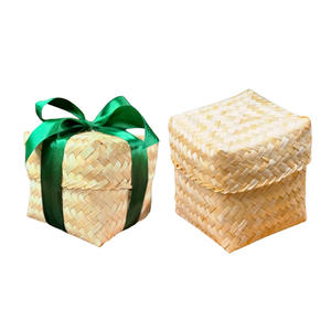 Panier en bambou fait main style rustique pour emballage cadeau, panier en forme de cube pour fêtes et cérémonies - Product Image 1