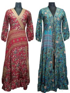 Sk Noor And Sons présente une nouvelle robe longue en soie élégante pour femmes. Fabriqué à partir de matériaux de qualité supérieure, taille unique, multicolores - Product Image 3