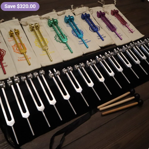 Fourchettes de solfège de haute qualité fabriquées par Mars, accordées professionnellement, ensemble de 9 pièces - Engrammes des chakras - Product Image 5