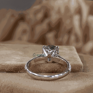 Anillo de Boda de Plata de Ley con Moissanita Cultivada en Laboratorio de 1.50 Quilates, Corte Redondo, Color Blanco Grisáceo, Estilo Vintage, Engaste de Garras, para Mujer - Product Image 5