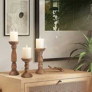 เชิงเทียนไม้ตกแต่งโต๊ะปาร์ตี้คริสต์มาสที่วางเทียนไม้ธรรมชาติที่ทำด้วยมือของโรงแรม - Product Image 2