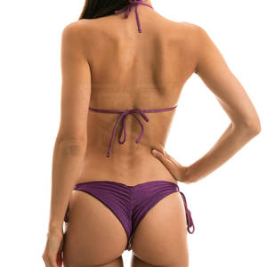 Conjunto de Bikini Sexy de Alta Calidad para Mujer, de 2 Piezas, con Espalda Descubierta y Lazos Laterales Ajustables, Técnica de Teñido Liso - Product Image 2