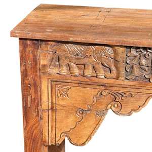 Mesa Consola Tallada a Mano en Madera, Estilo Rústico Contemporáneo, Convertible con Espejo, para Entrada, Villa, Sala de Estar, Decoración de Hotel - Product Image 5