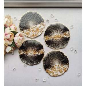 Epoxy Resin Coasters with Geode Designs and Vibrant Color Patterns Perfect for a Modern Theme While Keeping Your <b>Furniture</b> - Product Image 2