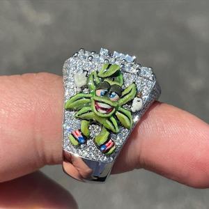 Anillo de cóctel de lujo para hombre con incrustaciones de diamantes de moissanita VVS brillantes, de plata de ley 925, estilo hip hop, para la muñeca. - Product Image 2