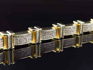 Bracelet classique en or jaune 10 carats diamant cultivé en laboratoire lien épais hommes Style Hip Hop bijoux de luxe - Product Image 5