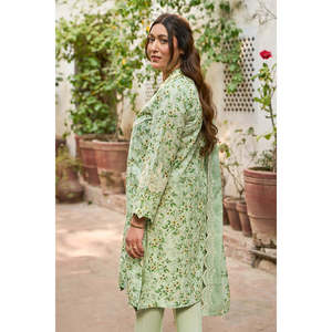 Traje de Muselina Estampado y Bordado de 3 Piezas con Dupatta Translúcida y Transpirable para Ocasiones Diurnas - ODM DN-62039 - Product Image 6
