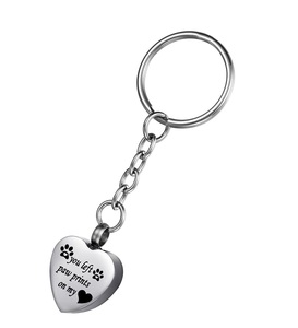 You Left Paw Prints on My Heart Recuerdo Corazón Urna Llavero Joyería de cremación para cenizas Siempre para hombre unisex mujer Tamaño personalizado - Product Image 2