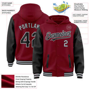 Veste universitaire OEM de haute qualité pour hommes avec sweat à capuche et manches en cuir Veste Letterman de baseball personnalisée pour les grandes tailles - Product Image 2