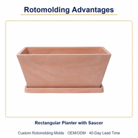 Moule de rotomoulage personnalisé OEM ODM pour jardinière rectangulaire avec soucoupe, fabrication interne sans frais de fraisage, bac de jardin extérieur, directement de l'usine