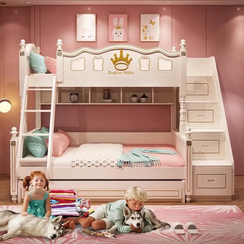 Kale prenses çocuk yatağı kız ranza çocuklar kızlar için yatak takımı mobilya pembe yatak odası mobilyası slayt ile