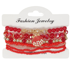 Ensemble de bracelets superposés style Bohème géométrique en acier inoxydable et argent tibétain, avec breloque coquillage et perles de cristal, design sans fin et tendance - Product Image 3