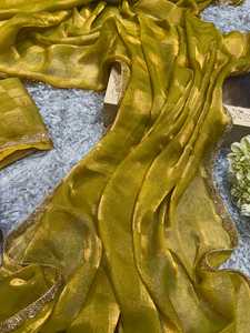 Sari de seda informal Premium de moda de diseñador boutique indio para niñas, ropa de fiesta de boda, Ropa Étnica Sari de moda - Product Image 3