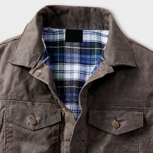 Service OEM Veste en toile d'hiver Fermeture à boutons Couleur personnalisée Respirante Coupe décontractée Coupe-vent 4 poches - Product Image 6