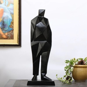 Frappant noir métal homme Figurine Sculpture moderne artistique luxe Table pièce maîtresse fabriqué à la main Accent - Product Image 1