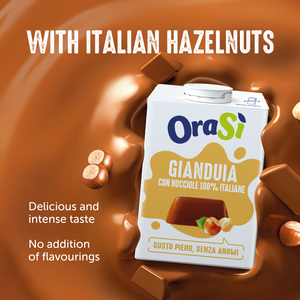 Bevanda Gianduia a base vegetale OraSi, gusto intenso, senza aromi artificiali, per distributori, 0,5 litri, 12 unità, durata 360 giorni. - Product Image 4