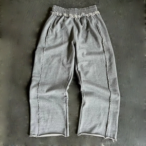 Pantalon de Survêtement Homme Baggy en Coton Molleton Lourd Français, Taille Haute, Jambe Large, Délavé, Rayé à Ourlet, Streetwear Personnalisé, Haute Qualité - Product Image 1