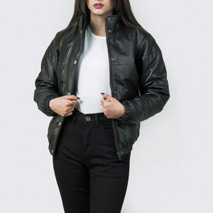 Abrigo de Cuero para Mujer, Precio de Fábrica, Alta Calidad, Manga Larga, Cuello Camisero, Acolchado - Product Image 5