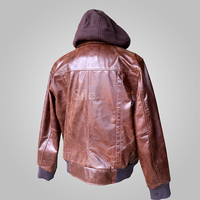 Blouson Moto Classique Homme 2025 en Cuir de Vachette Marron avec Capuche – Tendance Hiver, Imperméable, Respirant et Chauffant pour Adultes