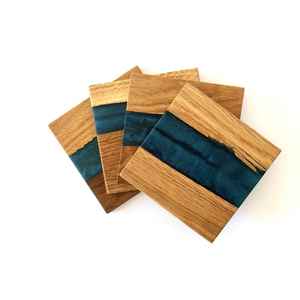 Posavasos de madera y resina hechos a mano de estilo clásico Tapetes y almohadillas elegantes de mesa únicos - Product Image 4