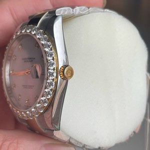 Montre mécanique automatique personnalisée à deux tons, glacée, blanche, en acier inoxydable de luxe, analogique, avec cristal saphir, mode masculine - Product Image 2