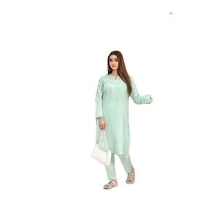 Yüksek kaliteli shalwar kameez pakistan ihracat kalite shalwar kameez bayanlar pakistanlı pamuk/çim işlemeli takım elbise