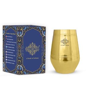 Indian Art Villa Pure Brass Plain Designer Shine Finish <b>Glass</b> Tumbler, 350 ML - <b>Drinkware</b> & Serveware - Product Image 6