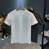Camiseta de Verano para Hombre, de Alta Calidad, Manga Corta, Cuello Redondo, Color Sólido, Corte Regular, Tejido de Poliéster/Algodón Transpirable, Venta al Por Mayor