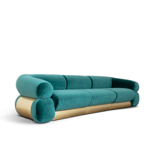 Canapé FITZGERALD Chesterfield contemporain convertible pour salon, rembourré en velours, extensible pour appartement - Product Image 4