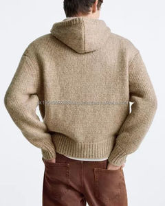 Sweat à capuche surdimensionné d'hiver personnalisable OEM pour hommes, épaules tombantes, avec tissu en cachemire, motif 3D, tricot tissé - Product Image 3