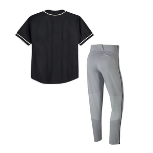 เครื่องแบบเบสบอลสำหรับเยาวชนมาใหม่ชุดเบสบอลคุณภาพสูงคอเสื้อคอวีสีทึบ - Product Image 2