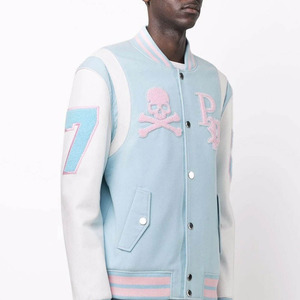 Veste universitaire Letterman personnalisée brodée pour hommes grande taille Streetwear col montant manteau Bomber toile personnalisable à l'avant - Product Image 3