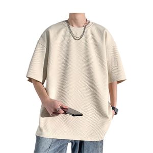 Camiseta informal de verano de media manga para hombre, estilo suelto, textura de gofre, estampado completo, diseño Formal, tejido transpirable, poliéster/algodón - Product Image 1