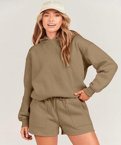 Ensemble court à capuche pour femmes 100% coton Ultimate Comfort de qualité supérieure brodé avec des décorations vintage nouveau motif solide - Product Image 1