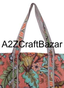 Sac fourre-tout à bandoulière longue en coton 100% rayé fait à la main pour femmes - Design indien écologique Grand (>50cm) - Product Image 2