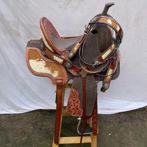 Conjunto de Silla de Montar Western de Cuero Premium con Diseño de Carreras de Barriles y Arco de Madera |   Accesorios de acero inoxidable hechos a mano para equitación - Product Image 5