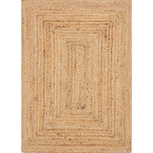 Tapis en jute et chanvre tissés à la main Nomadic Threads beige et marron, couleur unie, rayé, rectangulaire pour la maison, le couloir, la chambre - PDJT-74 - Product Image 1