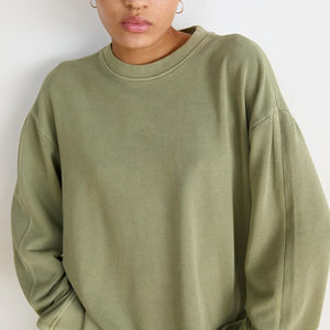 Sudadera de Algodón de Color Sólido de Nuevo Diseño al por Mayor, Proveedor Directo de Fábrica, Manga Larga, Cuello Redondo, Personalizable en la Parte Delantera para Mujer - Product Image 3