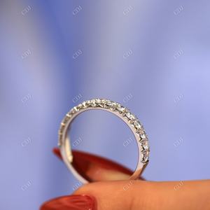 Banda de boda de moissanita de corte redondo DEF de alta calidad, anillos de joyería fina, oro blanco de 10 quilates, banda nupcial a juego de diamantes de media eternidad - Product Image 5