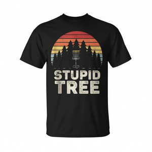 T-shirt Stupid Tree Disc Golf dal design vintage retrò, taglia unisex per adulti - Product Image 2