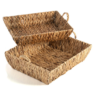 Water hyacinth <b>serving</b> tray <b>set</b> eco-friendly weave fiber container trays bedroom kitchen organizers - Product Image 2