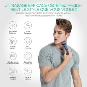 Rasoir électrique rechargeable 3-en-1 pour hommes, utilisation humide et sèche, rotatif, alimentation USB, verrouillage de voyage, pour visage et corps, avec lames de rechange - Product Image 3