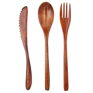 Eco Friendly Good Quality Wooden Dinnerware Forks Spoons Knife Wood Cutlery Set Kitchenware <b>Kitchen</b> Reusable Utensils Set - Product Image 1