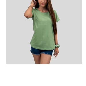 Camisetas de Verano de Algodón con Cuello Redondo de la Mejor Calidad para Mujer, Estilo Casual, Estampado Simple, Manga Corta, Bordado Personalizado con Logotipo BD - Product Image 3