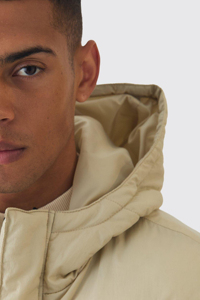 Doudoune à capuche à la palangre de poche très exigeante en duvet écru coupe-vent personnalisé polyester hiver extérieur bulle vestes pour hommes - Product Image 4