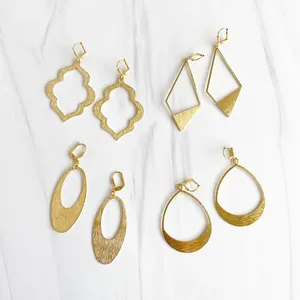 ต่างหูทองเหลืองรูปหยดน้ำสำหรับผู้หญิงต่างหูชุบทองขัดเงาทำด้วยมือคุณภาพสูง - Product Image 2