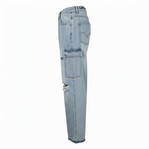 Jeans en denim pour femmes, poids lourd, personnalisés, peints avec des strass, devant plat, pantalon baggy ample, délavé, streetwear, taille haute, mode Y2K - Product Image 3