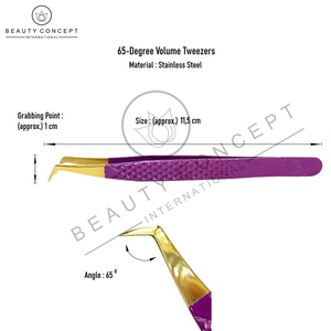 Juego de pinzas para extensión de pestañas de acero inoxidable con punta de fibra OEM y logotipo personalizado al por mayor de Beauty Concept International - Product Image 4